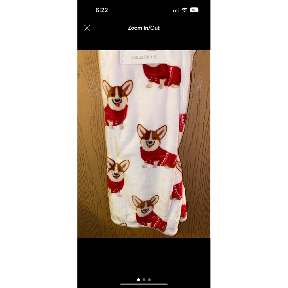 Holiday Corgi Fleece Throw Blanket
